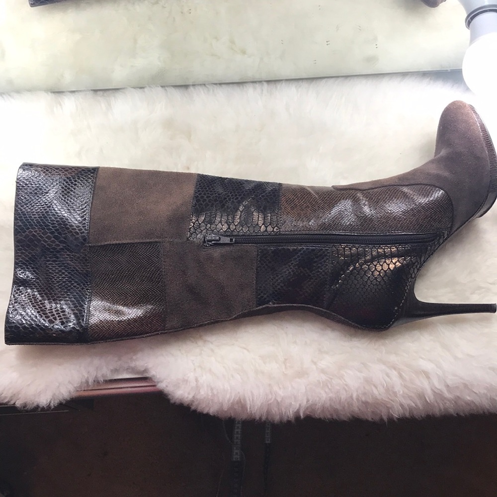 Leather Patchwork Tall Boots 8